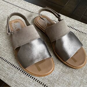 Sorel Metallic Taupe Slingback Sandals